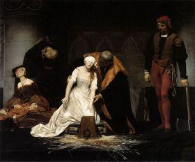 The Execution of Lady Jane Grey (le Supplice de Jeanne Grey) by the French Romantic painter, Paul Delaroche, 1833.